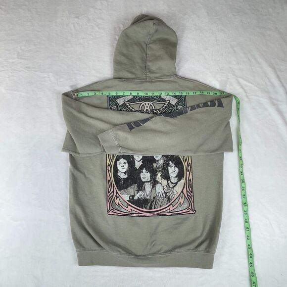 Aerosmith Hoodie Mens Small Green Fleece Lined Let Rock Rule Graphic‎ Drawstring - Picture 4 of 6